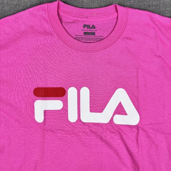 Fila Pink Short Sleeve Logo T-Shirt L  Crew Neck Casual Tee For Men Or Women - Picture 3 of 6